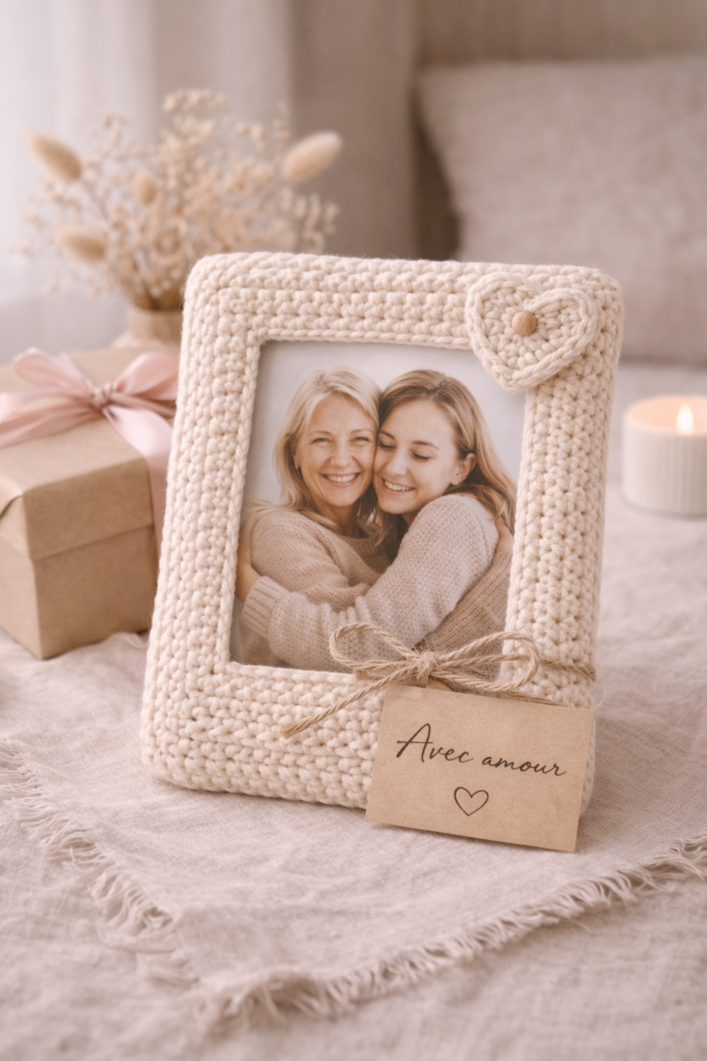 Cadre photo crochet avec amour
